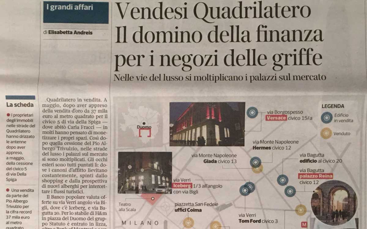 Articolo Corriere - Vendesi Quadrilatero