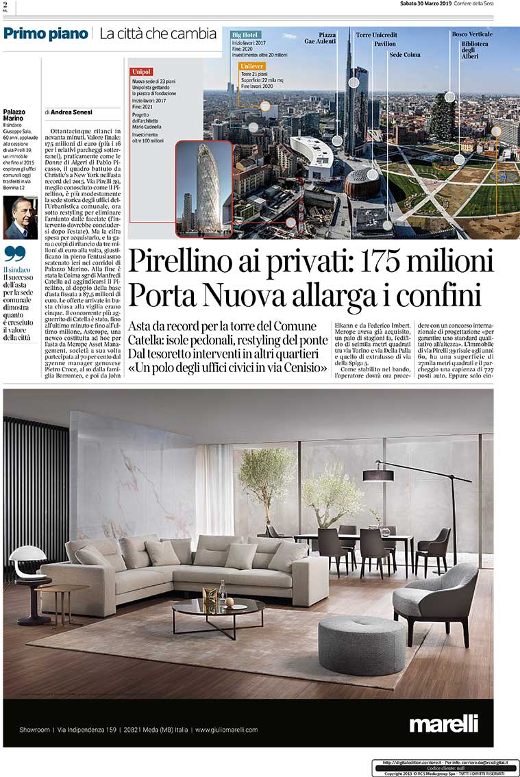Articolo Corriere della Sera asta Pirellino Milano